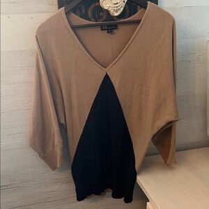 AGB Camel and Black Cotton Knit Sweater